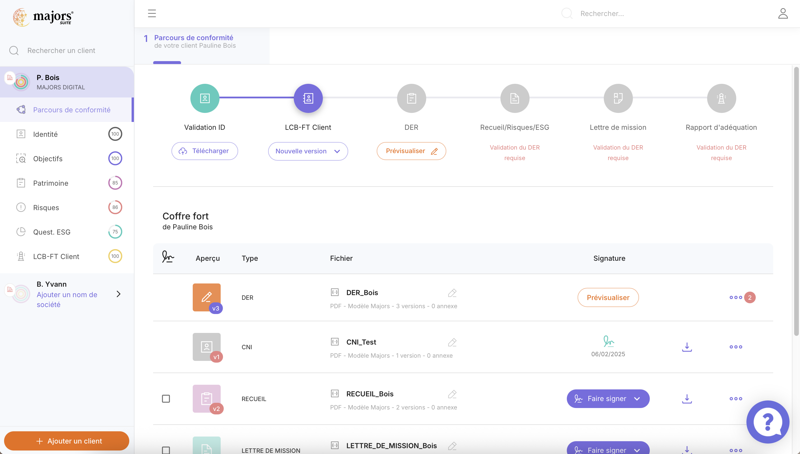 Accédez à la section Clients / KYC