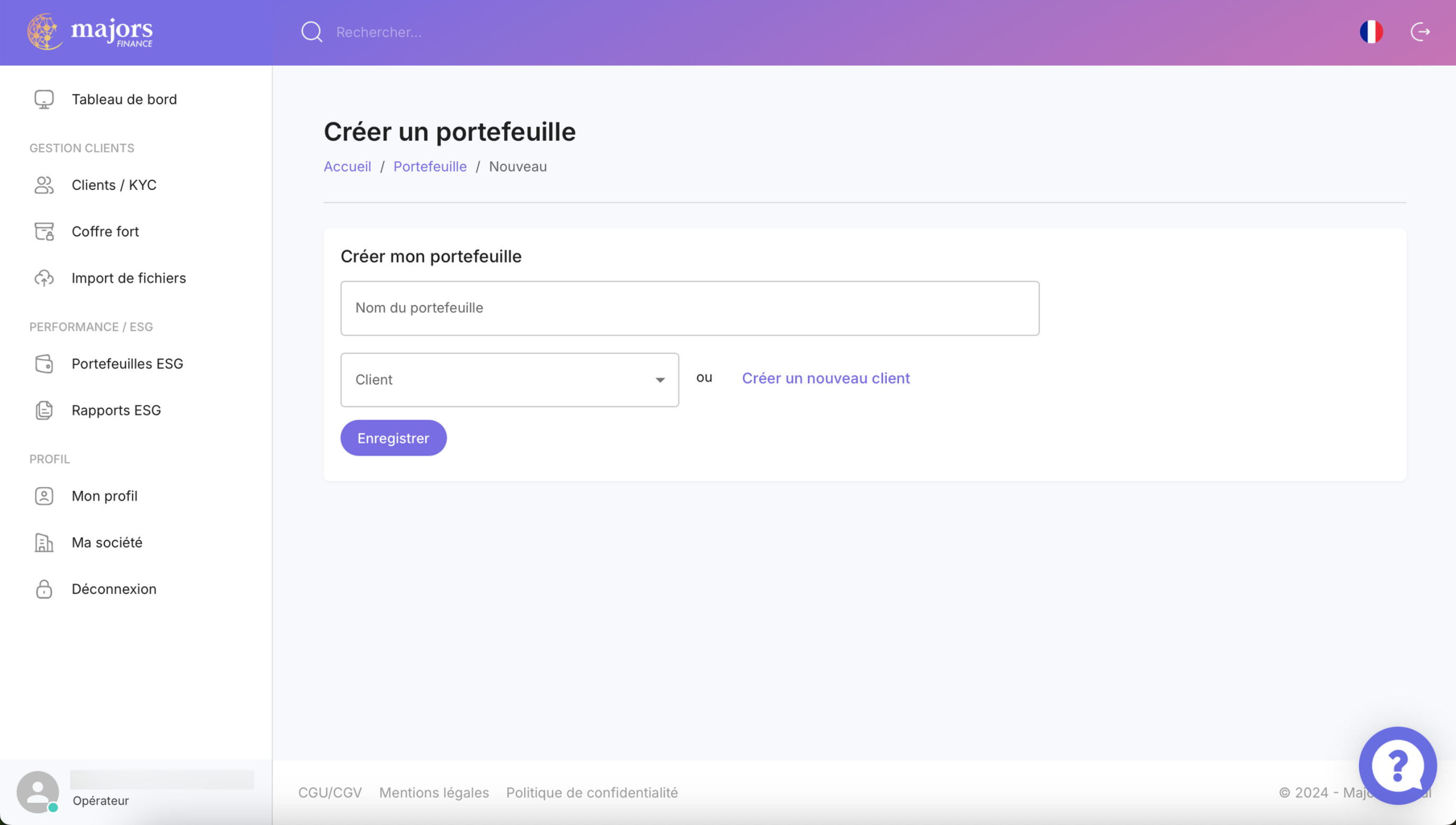 Nommez et attribuer le portefeuille