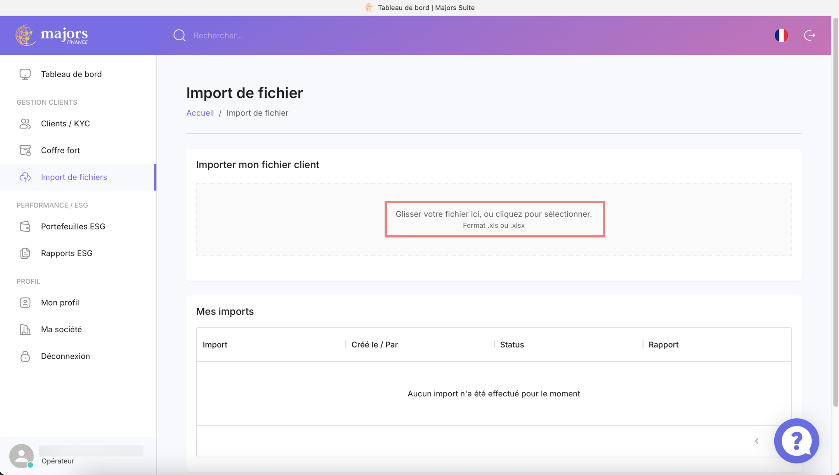 Choisissez votre fichier à importer