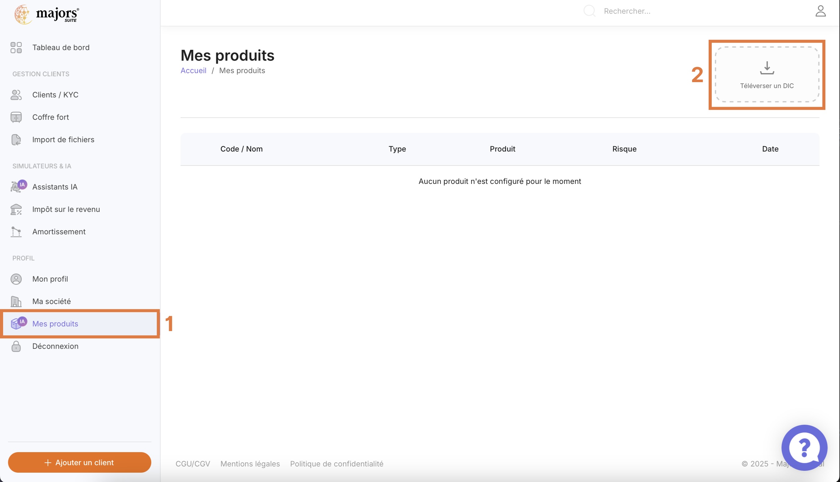 Accédez à la page Mes produits