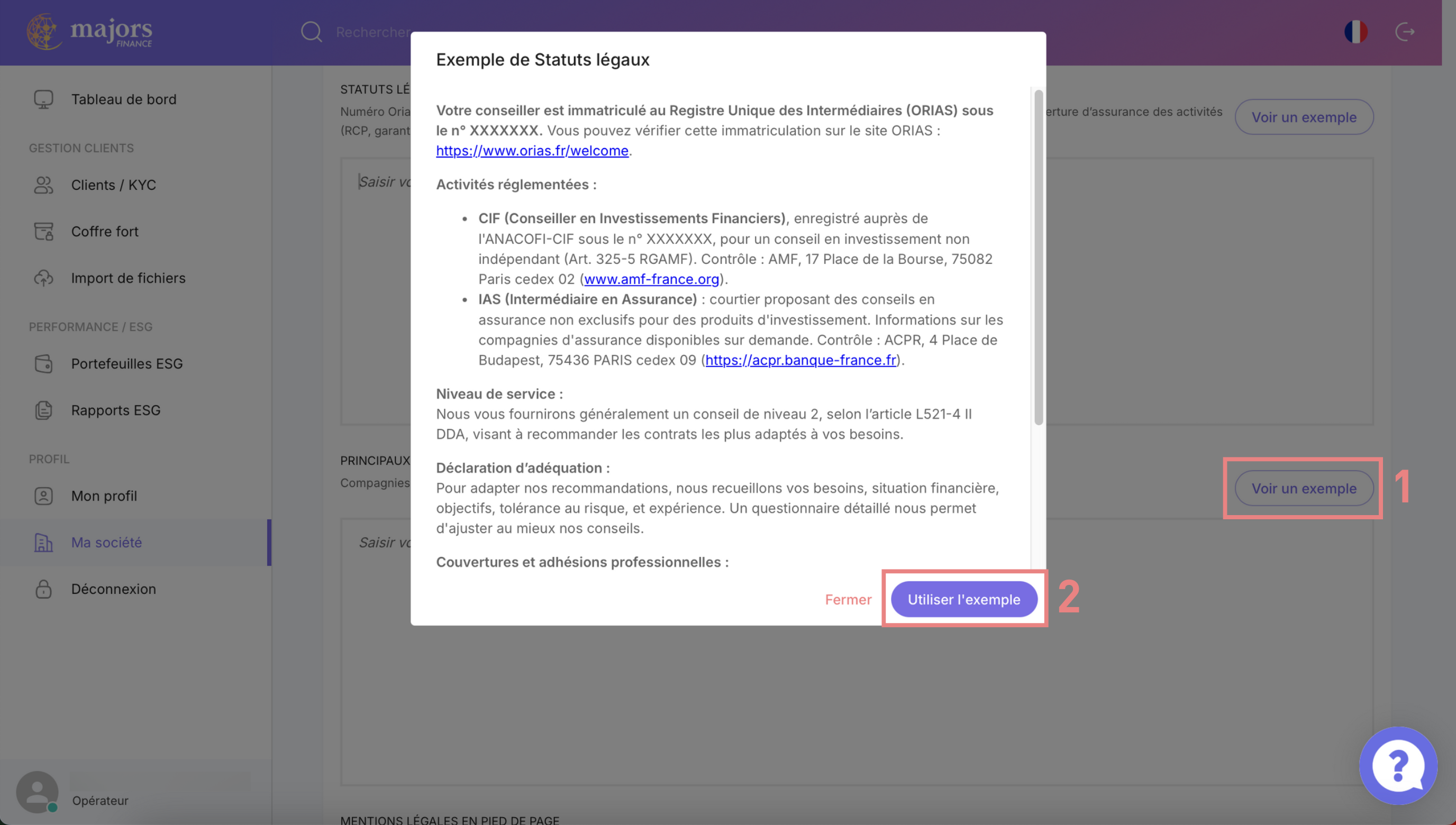 Personnalisation des détails professionnels