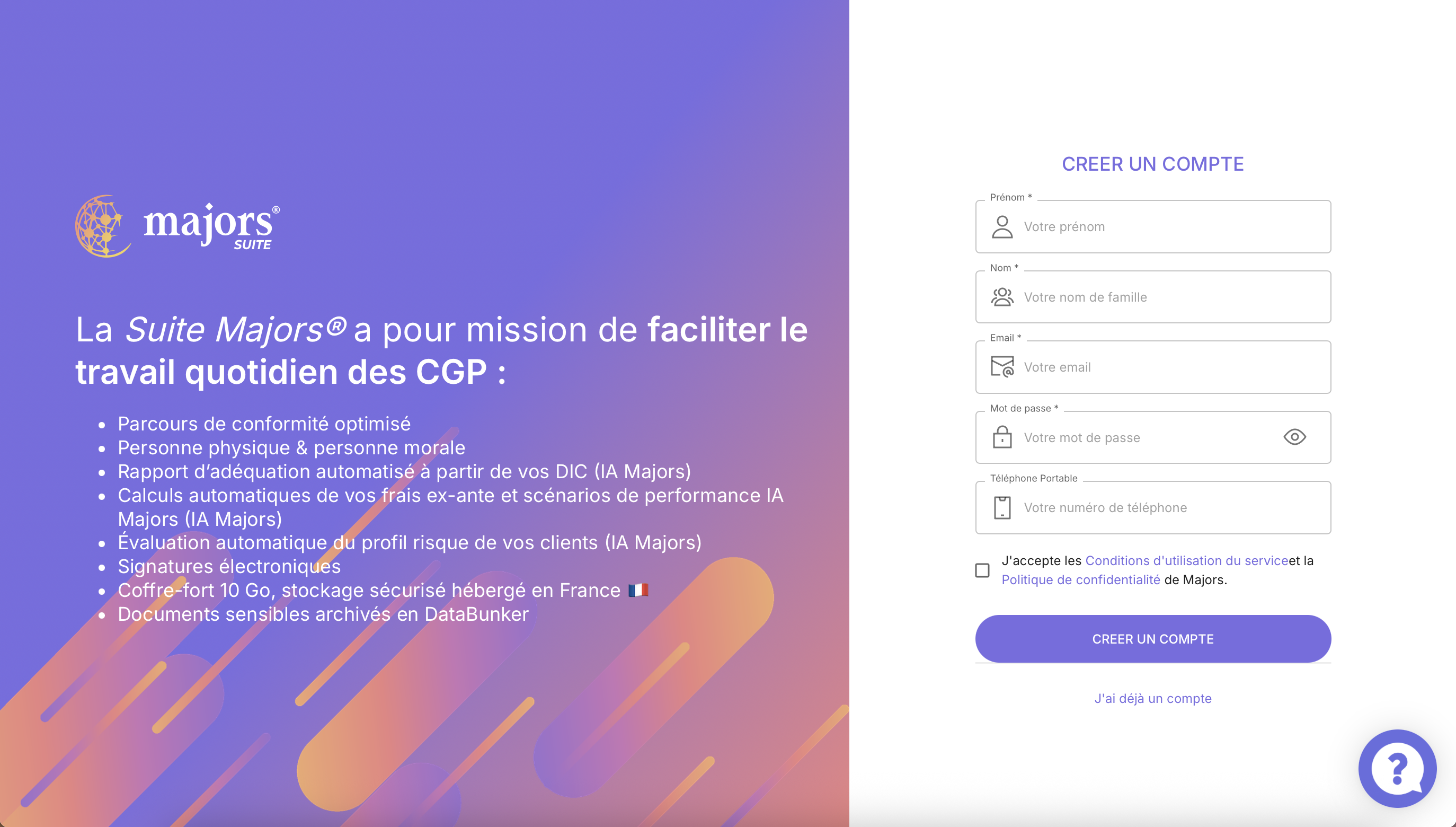 Saisie des informations personnelles