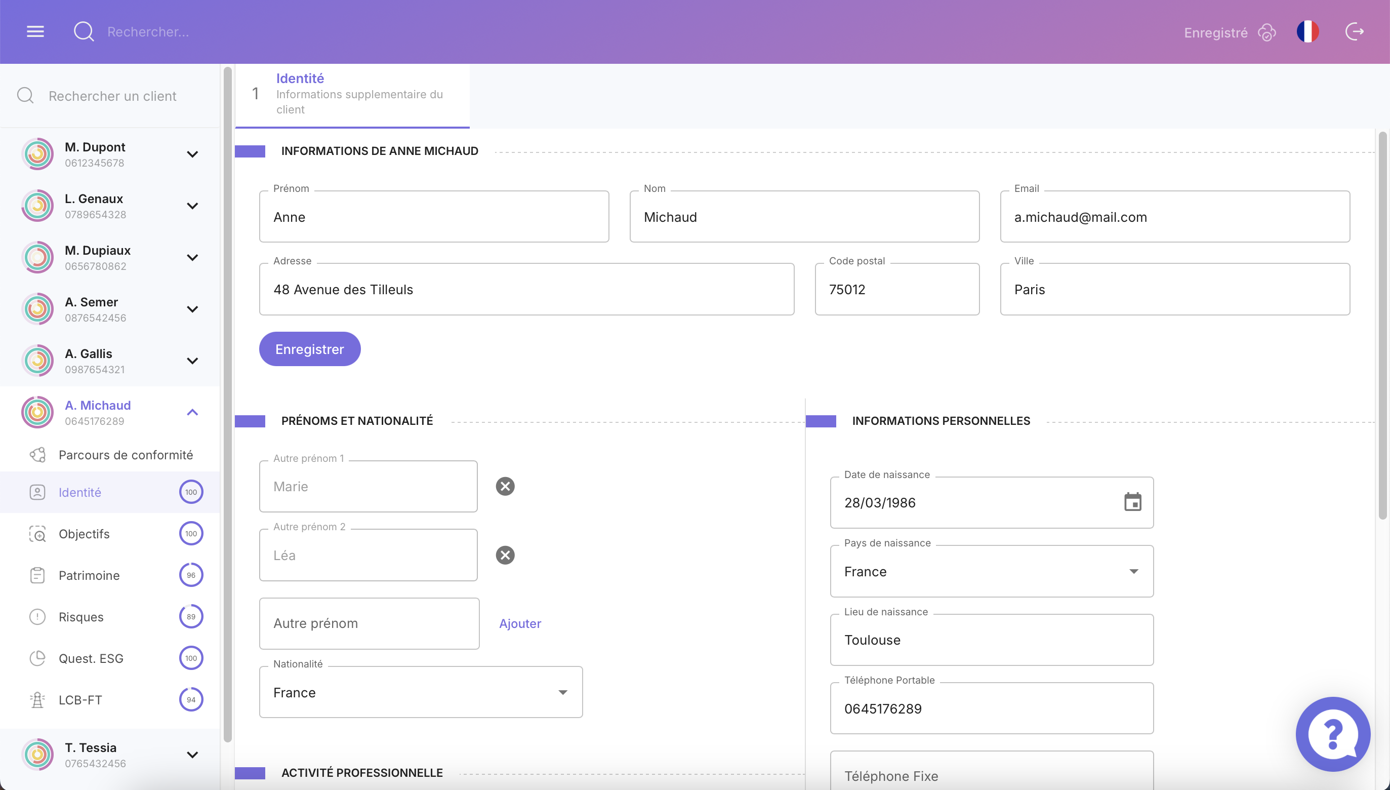 Remplissez le KYC client