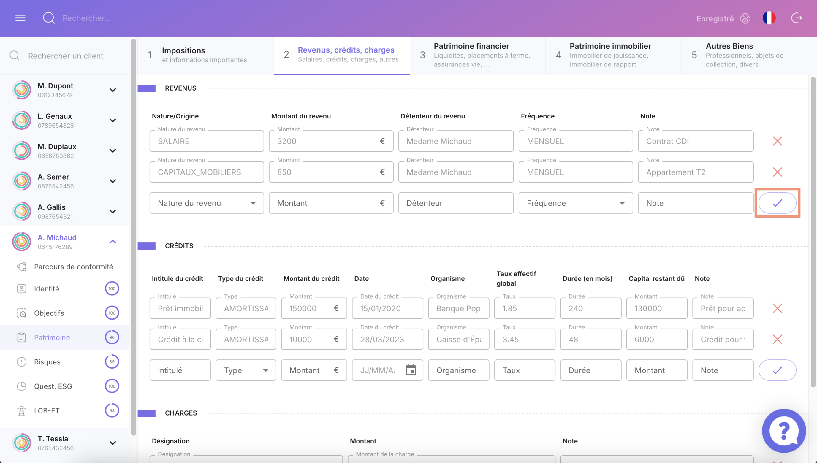Onglet Patrimoine - KYC Majors